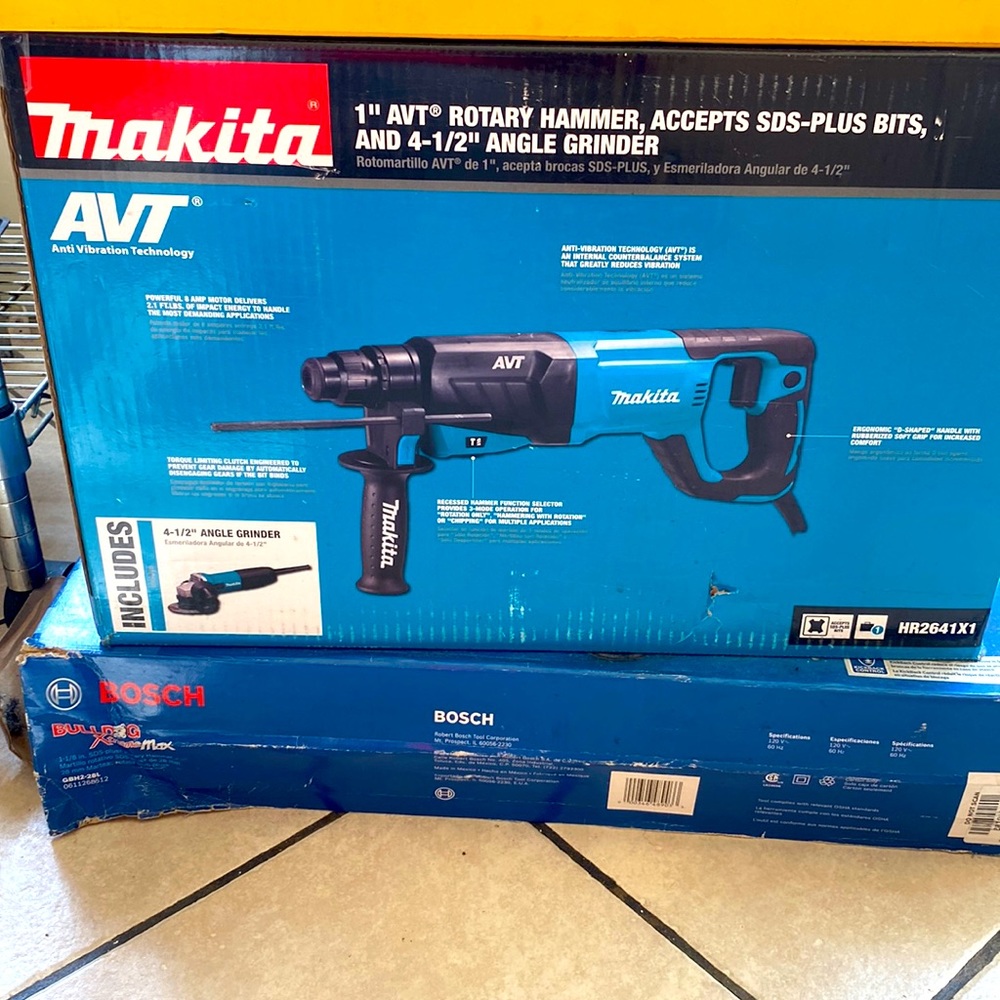 1” AVT ROTARY HAMMER,ACCEPTS SDS-PLUS BITS,AND 4-1/2” ANGEL GRINDER